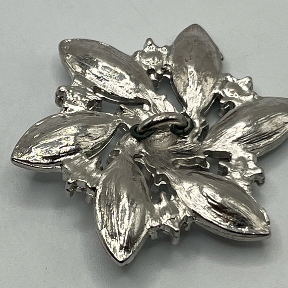 Silver chain necklace with 2 pendants with rhinestones - Picture 4 of 7